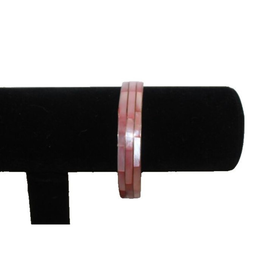 Vintage Pink Mother of Pearl Shell Inlay Bangle Bracelet